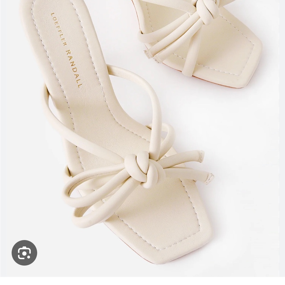 Loeffler Randall Cream Bow Heeled Sandals - Picture 2 of 7